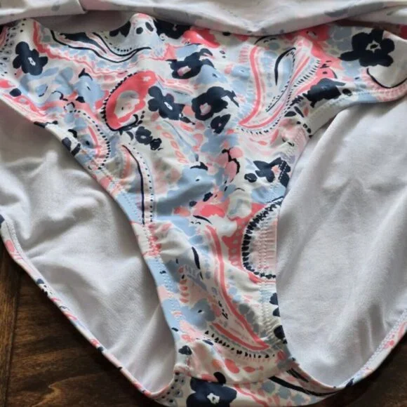 Crown & Ivy size Women's 2X Floral Paisley Spaghetti Strap One Piece Swim Dress - Picture 13 of 14